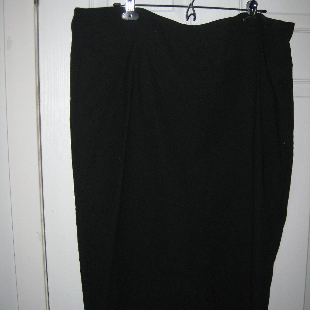 Black, bengaline, midi, pencil skirt with back slit